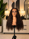 Chocolate highlighted Deep Curly Wig (Lace Closure)