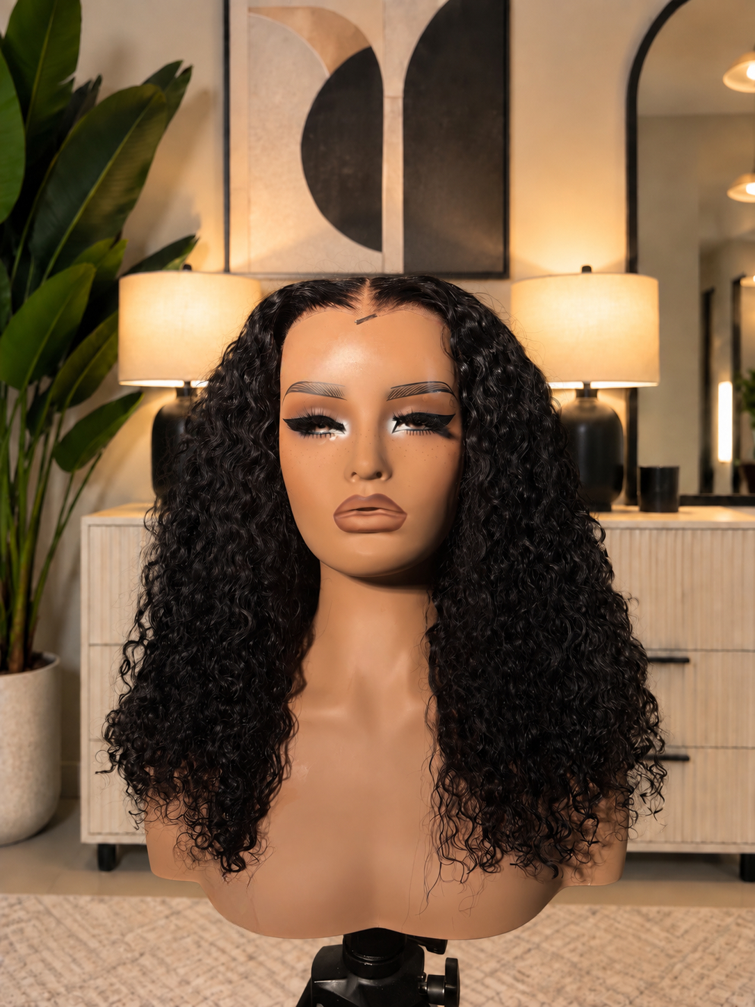 Black deep curly wig (Lace Closure)